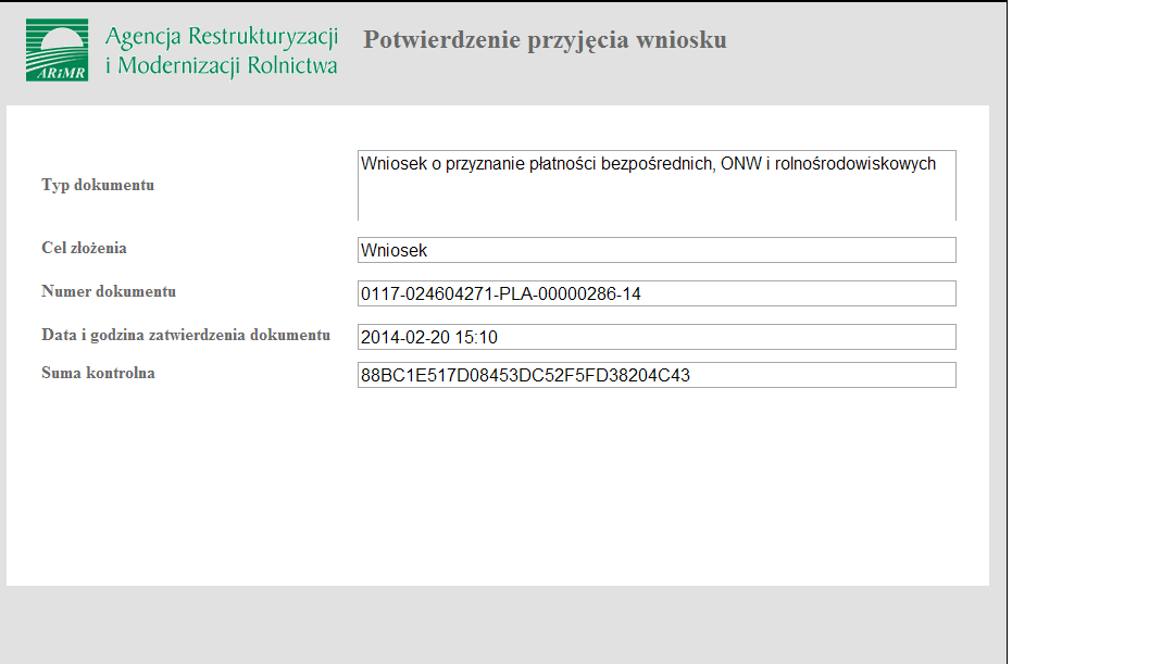 Ekran 65 potwierdzenie przyjęcia wniosku Po złożeniu wniosku przez Internet będzie on podlegał dalszym kontrolom, podczas których będą sprawdzane warunki do przyznania poszczególnych rodzajów