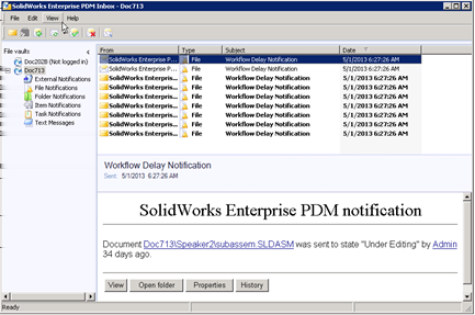 SolidWorks Enterprise PDM Aby uzyskać szczegółowe informacje dotyczące wszystkich plików, które zostały zidentyfikowane jako opóźnione w