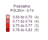 Kolejnym wskaźnikiem przedstawiającym gęstość zaludnienia mieszkań jest przeciętna liczba osób na 1 izbę.