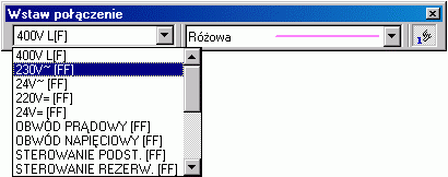 4.4. Wstawianie połączeń 27 Typ połączenia Typ kreski Wskazujemy kolejno punkty o następujących współrzędnych (152; 100), (32; 100), (32; 20), (8; 20), (152; 20) Klikamy myszką w punkcie (32; 84) aby