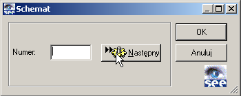 4.6. Kopiowanie schematu. Przenoszenie numeru połączenia 41 Zgłasza się okno Schemat służące do nadania schematowi numeru. Klikamy na przycisku <Następny>.