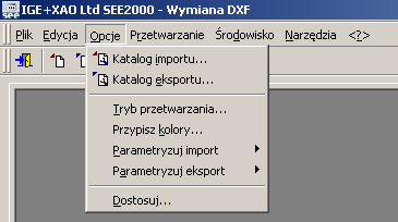 66 5.Import DXF. 5. Import DXF. Program See 2000 umożliwia wymianę danych między programami typu CAD za pomocą formatu DXF. Jest to uniwersalne i bardzo popularne rozwiązanie, stosowane np.
