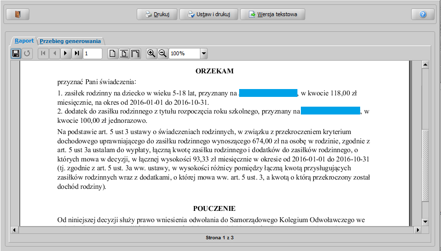 Wskazówka Przycisk Obliczenia dla przekroczonego kryterium, jest dostępny także podczas przeglądania decyzji (np. już podjętej) i służy wówczas do zaprezentowania obliczeń, bez możliwości ich zmiany.