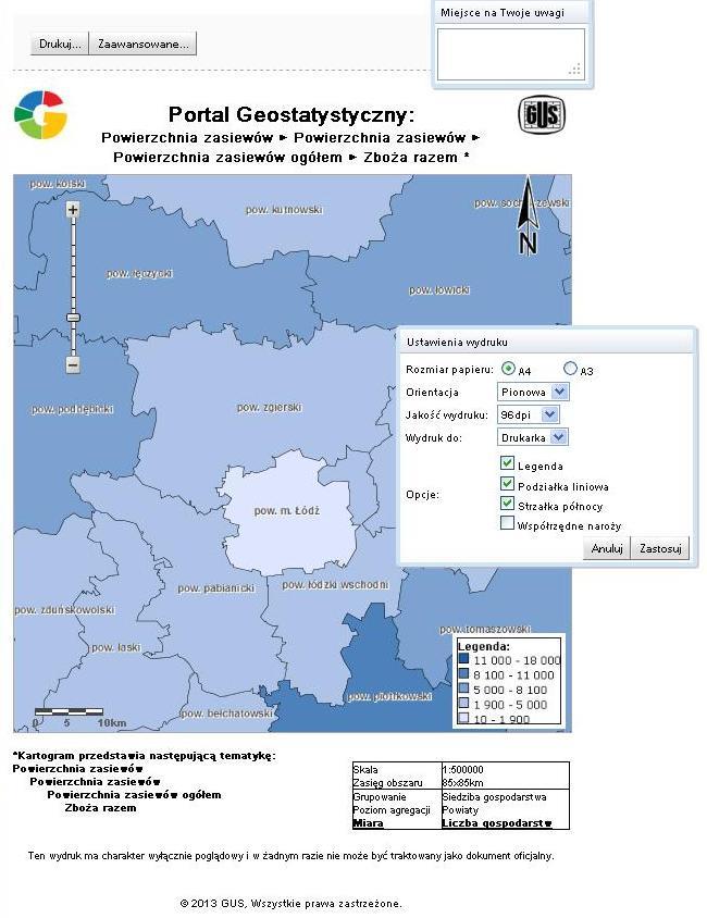 Drukowanie wybranego obszaru mapy