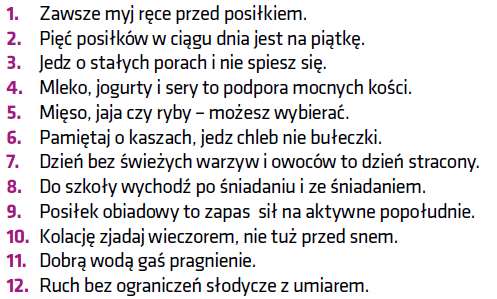 12 Zasad Zdrowego Odżywiania III edycja 2013/2014 Zasady opracowane na potrzeby programu przez ekspertów z Instytutu Matki i Dziecka, według