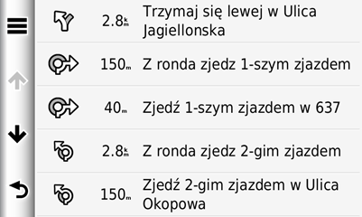Informacje o stronach map Resetowanie informacji o podróży 1. Na mapie dotknij pola Prędkość. 2. Dotknij ikony. 3.