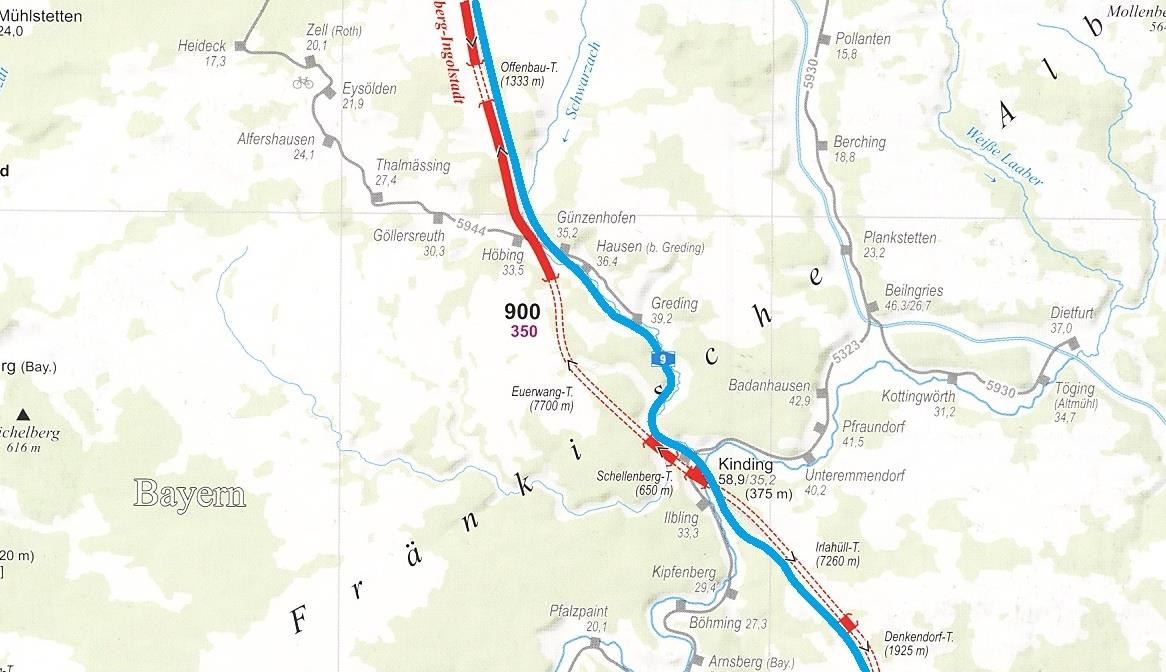 Geometria trasy LDP Porównanie przebiegu LDP Nürnberg