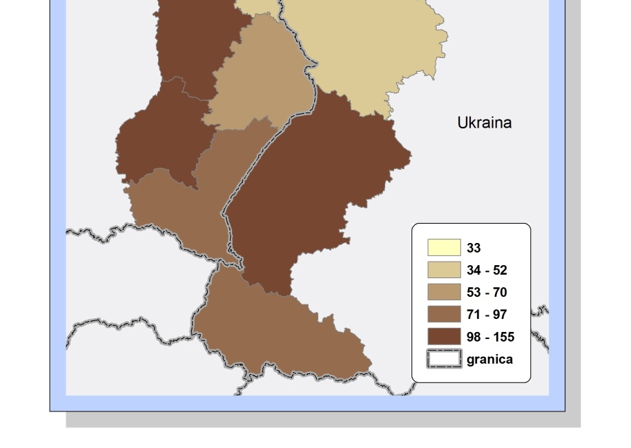 MAPY Mapa 1. Gęstość zaludnienia w 2008 r.