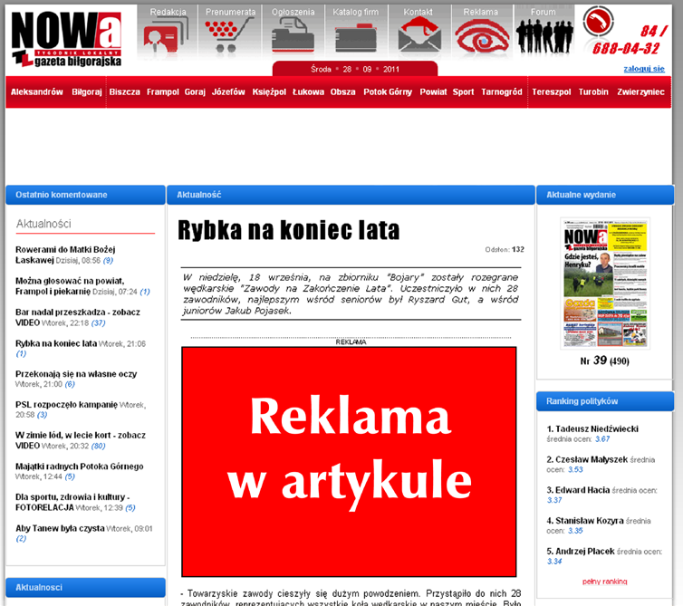 Nowa Gazeta Biłgorajska C E N N I K R E K L AM N A S T R O N I E w w w. g a z e t a b i l g o r a j.