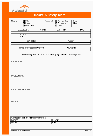 (zdjęcia lub rysunki powinny być zmniejszone do stosownego rozmiaru (< 500 KB) aby umożliwić pobranie pliku za pomocą urządzeń takich jak Qtek czy Blackberry Dokument alarmu będzie publikowany przez