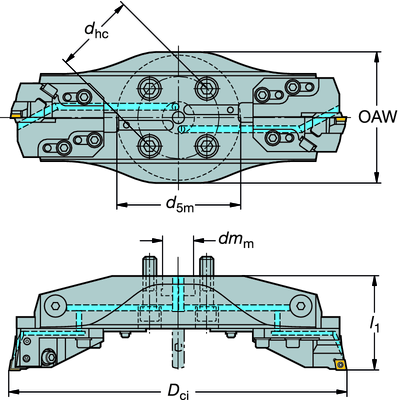 Obróbka zgrubna WYTACZANI Montaż adapterów nasadzanych wielkości M, N i O 84 (6 ) CoroTurn 107 90 (0 ) CoroTurn 107 90 (0 ) CoroTurn 107 R820XL...SSYC R820XL...SCC R820XL.