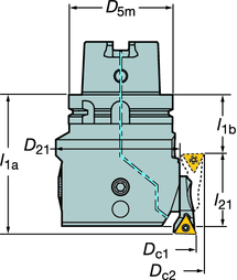 CoroBore 825 Obróbka wykończeniowa - CoroBore 825 WYTACZANI Coromant Capto HSK Adapter Wymiary, mm (cale) Wytaczanie wsteczne l1 = długość programowa Oznaczenie U D5m D21 l1a 7) l3a 7) l3s l1b 7) l21