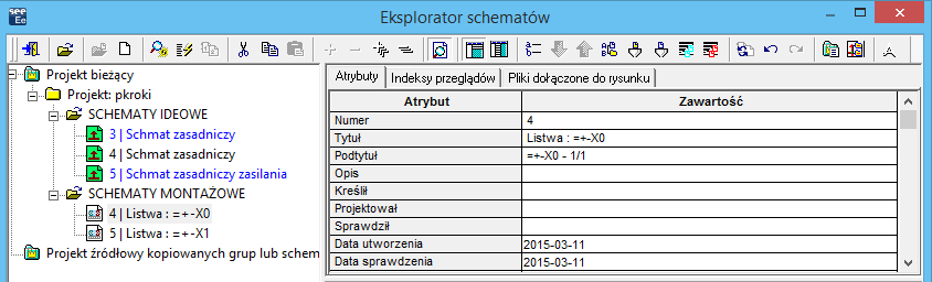 Wersja V4R2 SEE Electrical Expert Pierwsze kroki Program generuje listwy. Zostały utworzone schematy montażowe z kolejnymi numerami w grupie SCHEMATY MONTAŻOWE.