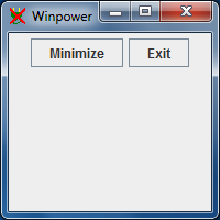 C. Jeśli WinPower jest uruchomiony i użytkownik ponownie uruchomi to oprogramowanie, ukaże się okno z opcjami Minimalizacja oraz Wyjście (obraz poniżej).