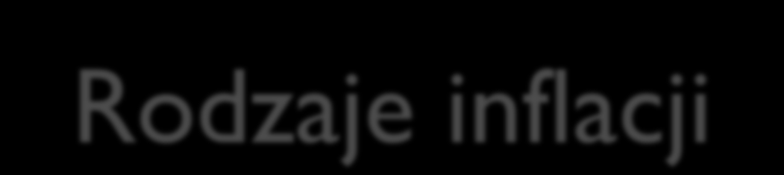 Rodzaje inflacji Inflacja wg źródeł powstawania: - inflacja kosztowa (cost-push inflation) - inflacja popytowa (demand-pull inflation) Inflacja wg form przejawiania się: - inflacja cenowa (typowa dla
