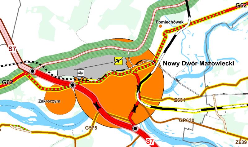Polityka poprawy dostępności i efektywności transportowej województwa MPL Warszawa Modlin budowa linii kolejowej Modlin Płock z planowanym przedłużeniem do Włocławka; przebudowa drogi krajowej nr 62