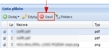 Tagi - pole umożliwia wprowadzenie słów kluczowych dla danego załącznika, (zarządzanie słowami kluczowymi patrz Moduł słowa kluczowe), dodane tagi będą wyświetlane na froncie aplikacji pod treścią