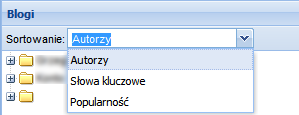 W sekcji Ulubione elementy zorganizowane zostały w postaci drzewa, gdzie korzeniem głównym jest lista prowadzących blog oznaczonych, jako ulubione danego użytkownika (patrz Moduły Blog Wszystkie