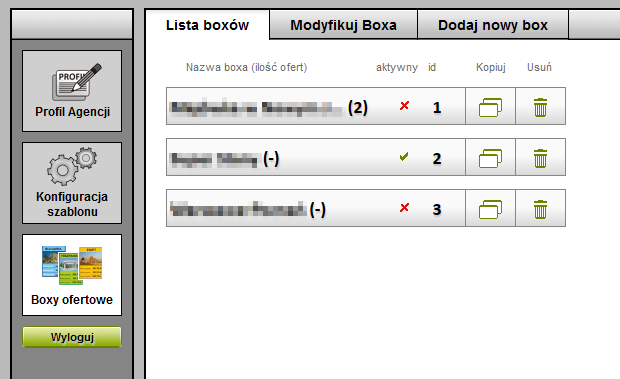4. Boxy ofertowe Do konfguracji boxów ofertowych wykorzystujemy panel konfguracyjny IBE. Boxy są dostępne jedynie dla szablonów typu XFly.