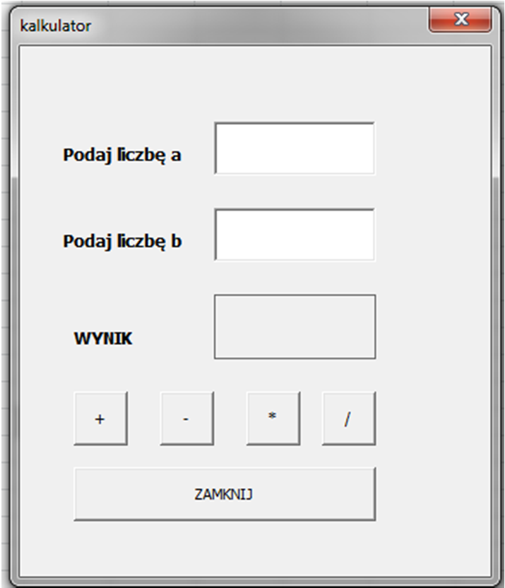 4. Po zaprojektowaniu formularza możemy sprawdzić jego sposób wyświetlania (oraz działania, ale to dopiero jak napiszemy makra obsługujące formularz) w programie za pomocą klawisza funkcyjnego F5 lub