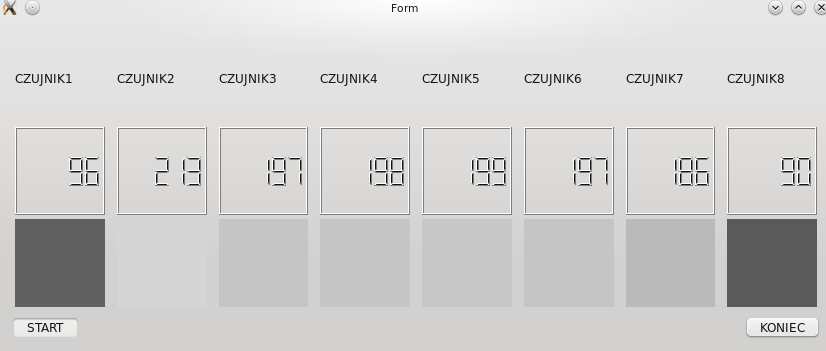 Rysunek 11: Panel aplikacji. W trakcie projektu pojawiły się trudności związane z ograniczeniami sprzętowymi jednego mikrokontrolera. Attiny26 nie posiadał sprzętowego rozwiązania komunikacji I 2 C.