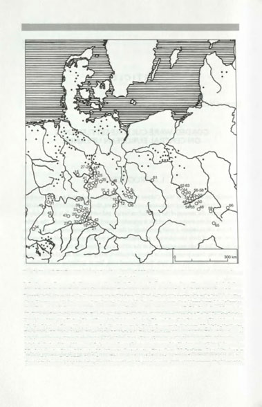 22 Barbara Witkowska Fig. 1. Map of CWC settlements (after Krautwurst 2002, with updates). Settlements in this work are stenciled with numbers. 1. Bacin, distr. Beroun; 2. Chloumek, distr.