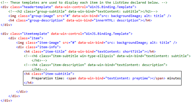 html w elemencie div z class= headertemplate usuń (zakomentuj) element H2 a w elemencie div z class= itemtemplate elementy H6 oraz H4.