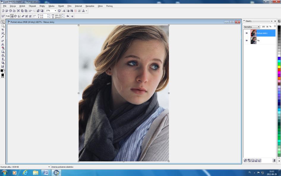 2. Otwieramy zdjęcie Portret retusz w Corel PhotoPaint za pomocą polecenia Otwórz.