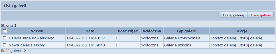 Moje galerie zarządzanie galeriami Aby zarządzać galeriami, które utworzyłeś/-aś jako galerie szkolne lub galerie użytkownika, kliknij przycisk Moje galerie.