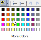 Kolor tła Aby zmienić kolor tła : zaznacz fragment tekstu, kliknij strzałkę obok ikony (Select Background Color), aby wyświetlić listę czterdziestu predefiniowanych kolorów, wybierz kolor: Aby