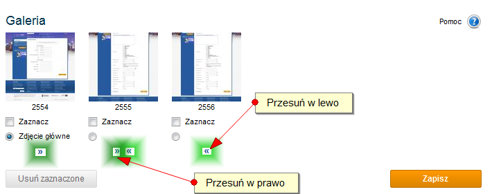 Ustawienie zdjęcia głównego obiektu W celu ustawienia zdjęcia, które ma byd wyświetlanie w listingu obiektów noclegowych wystarczy zaznaczyd kółeczko znajdujące się pod zdjęciem.