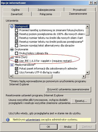 Rys 5. 2. Instalacja obsługi technologii Java w przeglądarce internetowej.