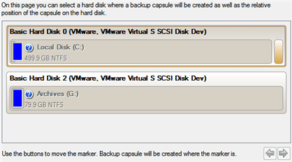 2. Na stronie powitalnej kreatora, kliknij przycisk Next. 3. Wybierz na dysku miejsce do utworzenia backup capsule.
