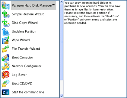 Hard Disk Manager (pozwala na kopiowanie i tworzenie kopii zapasowych pojedynczych partycji lub całych dysków twardych, wykonywanie operacji partycjonowania itp.