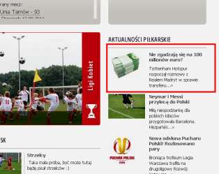 Piłkarska Platforma Promocyjna - oferta dodatkowa Artykuł sponsorowany - Wyświetlany w dziale Aktualności, na stronie głównej naszeligi.