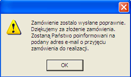 Jeśli nie chcesz wysłać zamówienia, kliknij przycisk Cancel.