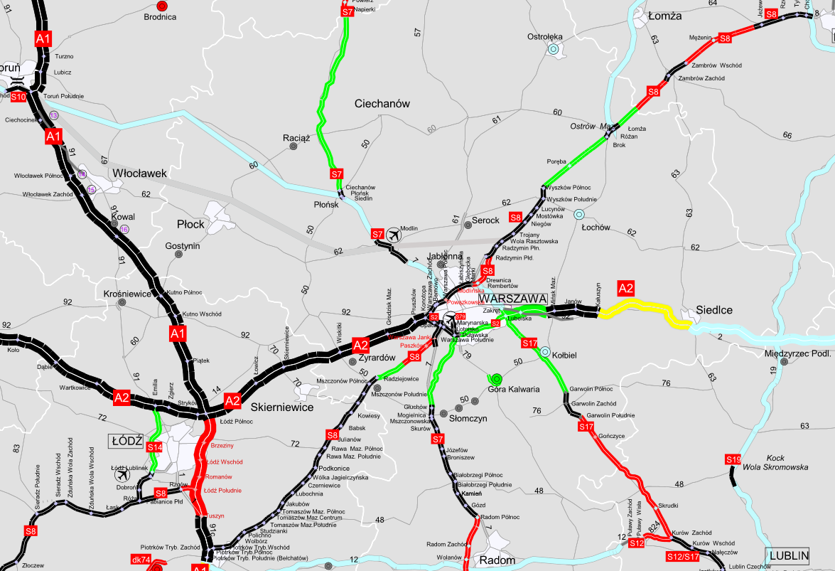 Najważniejsze inwestycje drogowe planowane na lata 2015-2023 Inwestycje najbliższe kluczowe dla funkcjonowania Obszaru Metropolitalnego: 1.