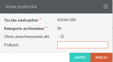 11.3 Zarządzanie teczkami Tworzenie teczek odbywa się wyłącznie w panelu Dodawanie pism przychodzących. W panelu Teczki dostępne są następujące akcje: 11.3.1 Edycja teczki Edycja teczki jest dostępna po guzikiem szczegółów sporawy pod guzikiem w menu akcji na danej sprawie lub z poziomu.