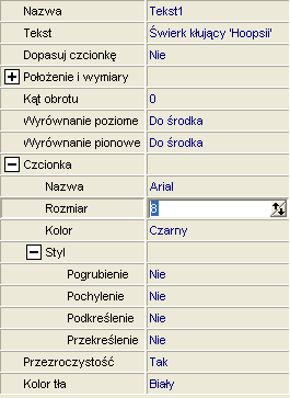 Aby powiększyć pole wpisywania naciśnij przycisk z trzema kropkami: Zostanie wyświetlone okno z linijką tekstu do wpisania: Wpiszmy Świerk kłujący 'Hoopsii'.