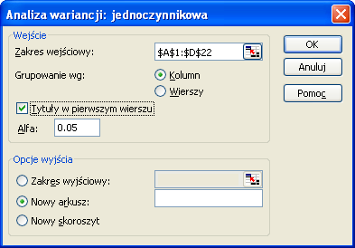 Uwaga! Jeśli w pod hasłem Narzędzia nie znajdziemy Analiza danych, to klikamy na Dodatki, w polu zaznaczani wstawiamy parafkę przy Analysis ToolPak, klikamy OK. 3.