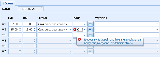 Formularz dnia pracy pracownika odnotowanie nadgodzin do odbioru w bieżącym miesiącu Sposób wynagradzania i wliczania do czasu pracy będzie odczytywany ze strefy, którą opisuje dany znacznik.