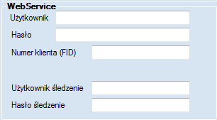 b. Konfiguracja WebService: Można podać użytkowników testowych i hasła WebService: Użytkownik: test