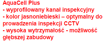 System Wavin AquaCell AquaCell Lite: Wymiary: 500x1000x400 mm Pojemność całkowita: 200 dm3 Pojemność efektywna: 95% Budowa modułowa w układzie: