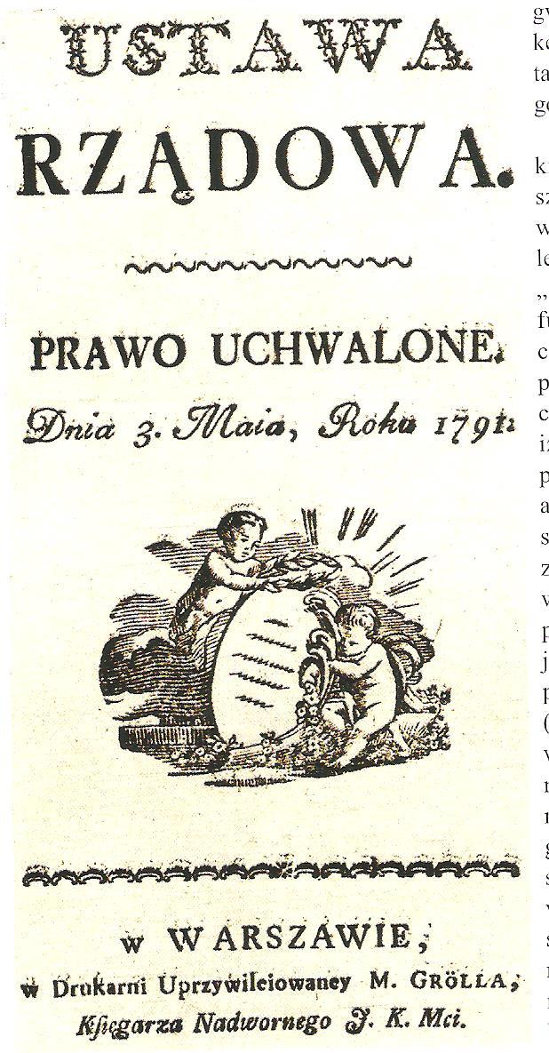 Konstytucja 3 Maja W dniu 3 maja 1791 roku sejm uchwalił konstytucję.