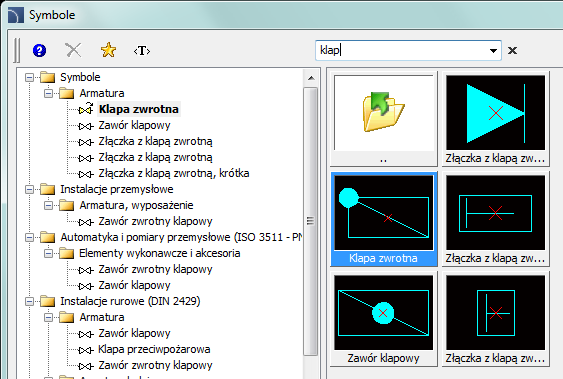 Ulepszone wyszukiwanie symboli Podczas wyszukiwania symboli program od razu wyświetla wyniki w locie, dzięki czemu uŝytkownik widzi wyniki wyszukiwania juŝ podczas wpisywania frazy.