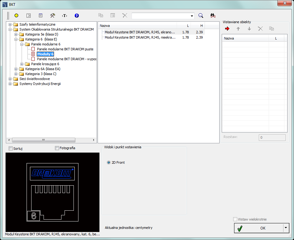 Nowa biblioteka produktów BKT Elektronik Nowa biblioteka produktów BKT Elektronik umożliwia projektowanie widoku szaf teleinformatycznych wraz z elementami okablowania strukturalnego.