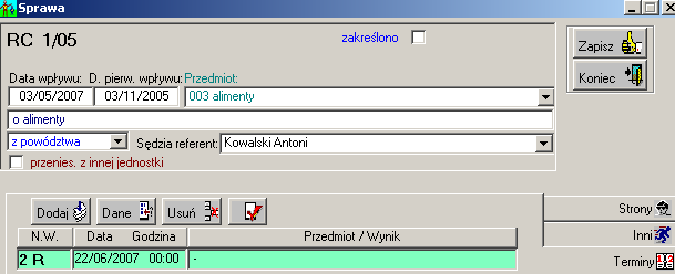 Opis sprawozdania MS-S16 w Wydziale Rodzinnym 13 Rys. 20. Okno pozycja Med.