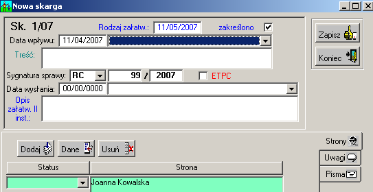 Opis sprawozdania MS-S16 w Wydziale Rodzinnym 14 Rys. 22. Okno termin Dział 10.