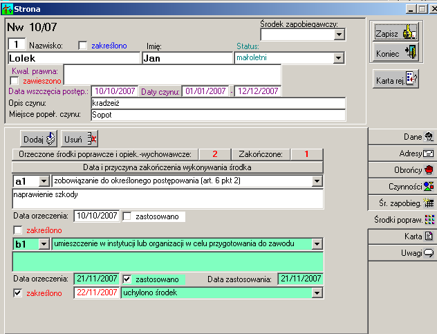 Opis sprawozdania MS-S16 w Wydziale Rodzinnym 23 Dział 8.