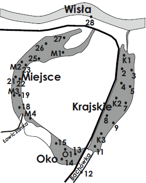 Wpływ wód Wisły 117 najmniejszy zbiornik Oko i wypływa do zbiornika Krajskie.